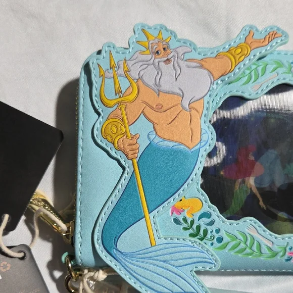Little Mermaid Ariel And Sisters Loungefly Blue Zip Wallet with Wristlet Strap - Picture 4 of 9